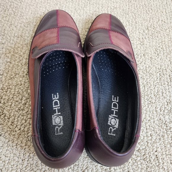 ROHDE Patchwork Leather Loafers Shoes Size 6 Red Burgundy Slip on Shoes Funky - Picture 5 of 11